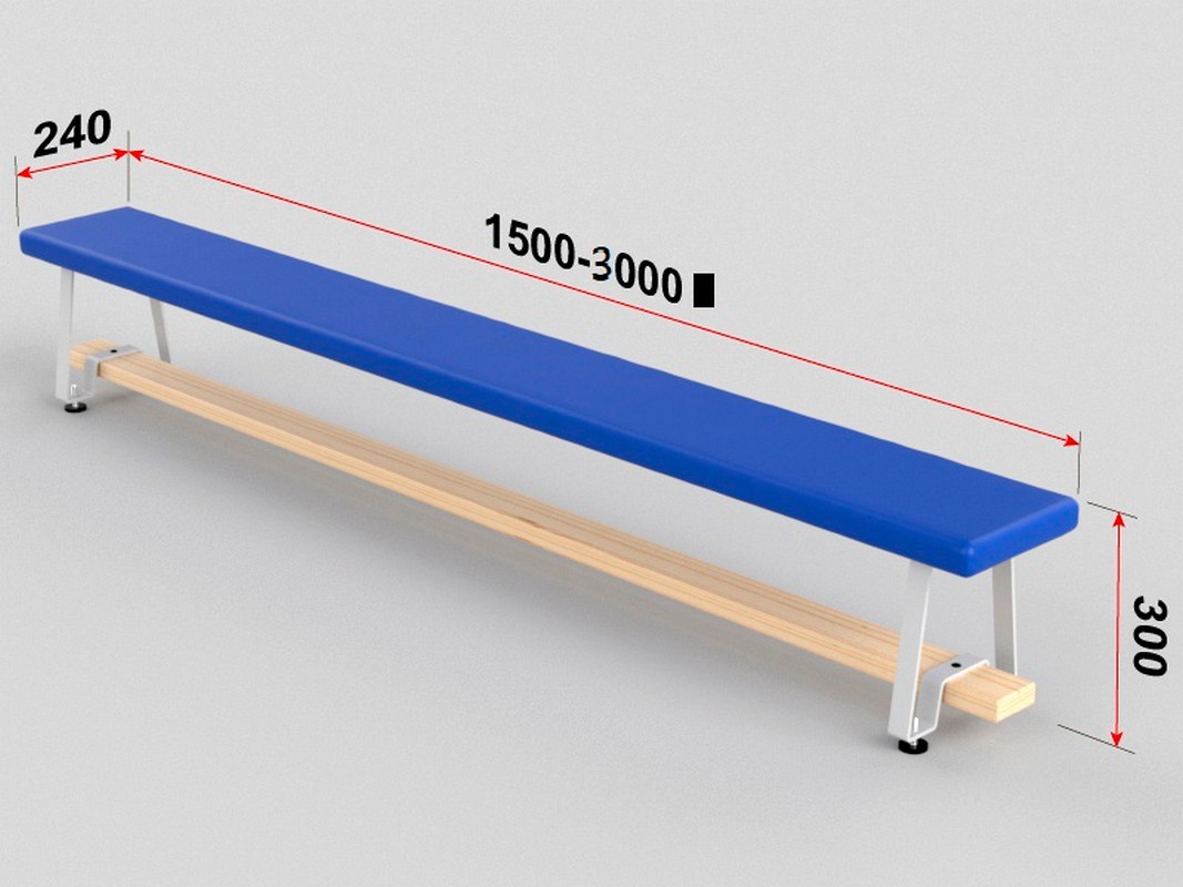 Скамейка гимнастическая полумягкая, ножка - металл Glav 04.303.1-2500 Длина 250см 1067_800