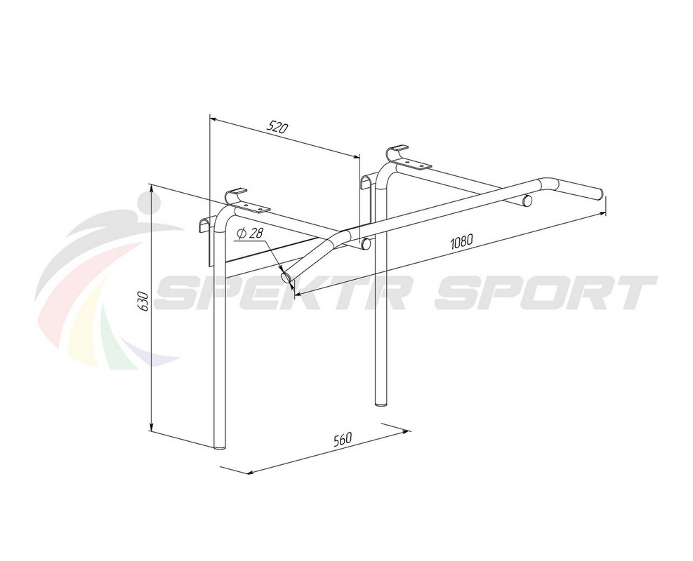 Турник-брусья навесной Spektr Sport Школьник 6, зеленый 987_800