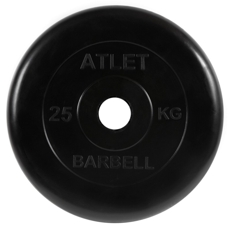 Диск обрезиненный d51мм MB Barbell Atlet 25кг черный MB-AtletB51-25 801_800