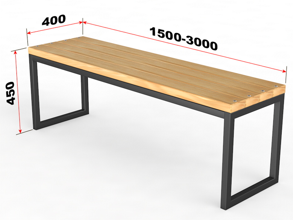 Уличная скамейка без спинки Glav Прямоугольник длина 2000 мм 14.6.200-2000 933_700